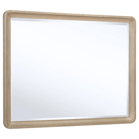 Ladera rectangular dresser mirror with light elm wood frame front view