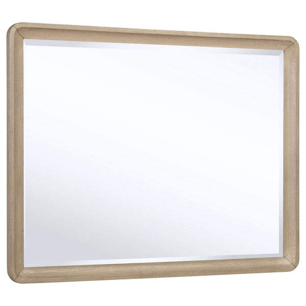 Ladera rectangular dresser mirror with light elm wood frame front view