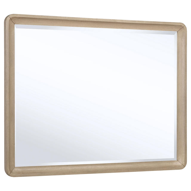 Ladera rectangular dresser mirror with light elm wood frame front view