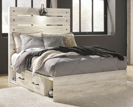 Cambeck Whitewash Full Storage Panel Bed front view