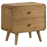 Robyn 2-drawer nightstand in light ash, front view