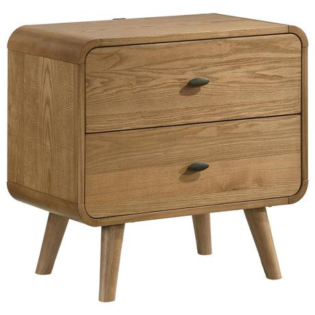 Robyn 2-drawer nightstand in light ash, front view