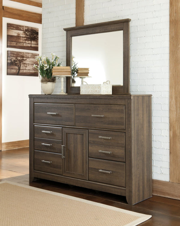 Juararo Dark Brown Dresser and Mirror front view