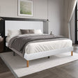 Heiden White Upholstered Platform King Bed front view