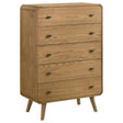 Robyn 5-drawer chest of drawers front angle in light ash finish