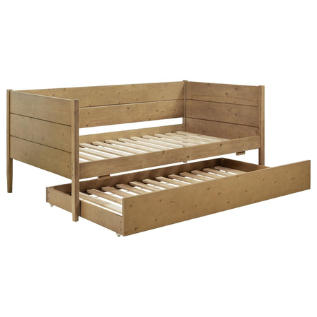 Calinda natural wood twin daybed with trundle front view