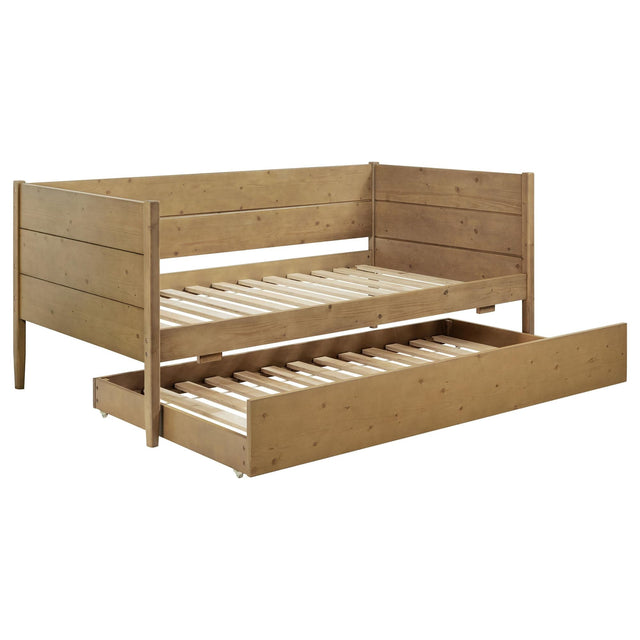 Calinda natural wood twin daybed with trundle front view