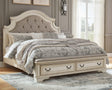Realyn Two-Tone Queen Upholstered Bed - angled side view