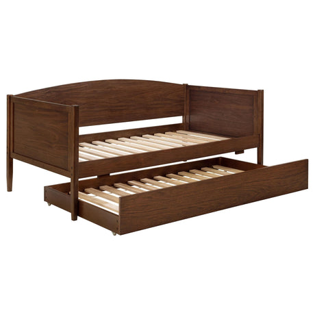 Bozeman Daybed with Trundle in medium walnut finish, front angle view