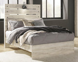 Cambeck Whitewash Full Panel Bed - angled view showing headboard and footboard
