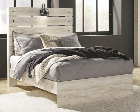 Cambeck Whitewash Full Panel Bed - angled view showing headboard and footboard