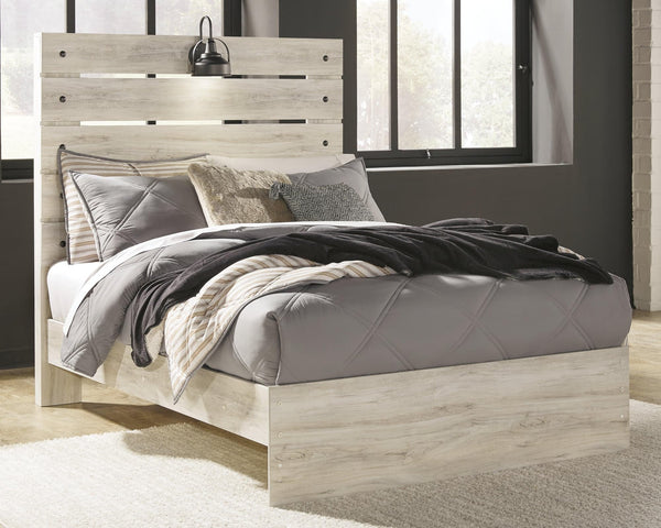 Cambeck Whitewash Full Panel Bed - angled view showing headboard and footboard