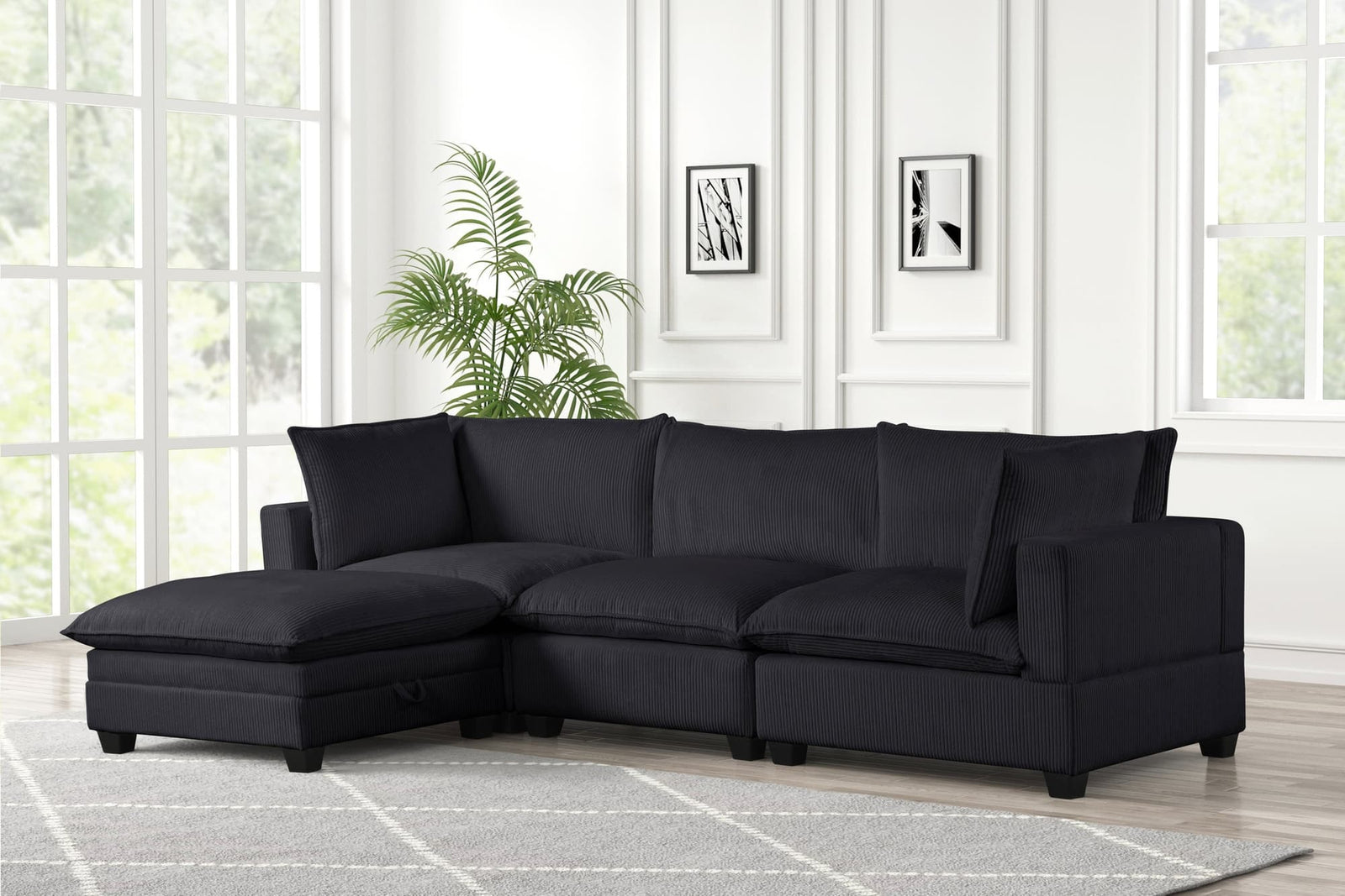 Cloud Black 4-Piece Modular Sectional Sofa main view