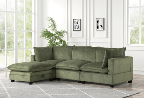 Cloud Green 4-Piece Modular Sectional sofa, front angle view