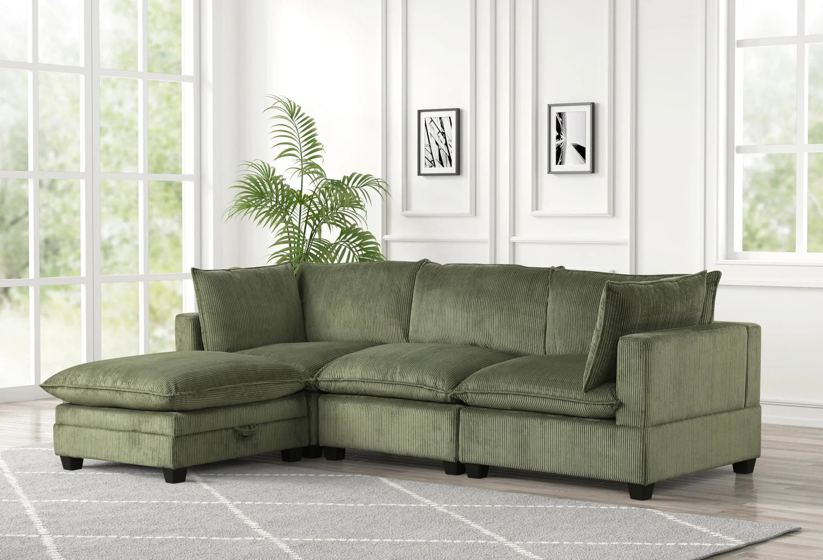 Cloud Green 4-Piece Modular Sectional sofa, front angle view