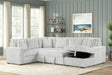 main view of Sonic Gray fabric sectional sofa with pull-out bed