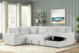 main view of Sonic Gray fabric sectional sofa with pull-out bed