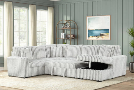 main view of Sonic Gray fabric sectional sofa with pull-out bed