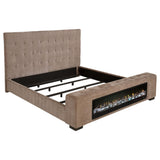 Senna Upholstered Eastern King Audio Flame Visualizer Bed in brown, front view