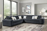 Front view of Marshmallow Charcoal Corduroy Oversized Sectional Sofa