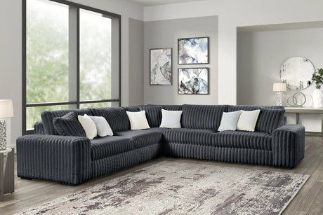Front view of Marshmallow Charcoal Corduroy Oversized Sectional Sofa