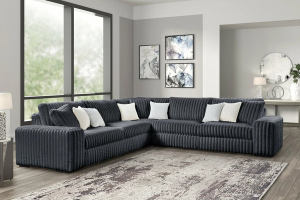 Front view of Marshmallow Charcoal Corduroy Oversized Sectional Sofa