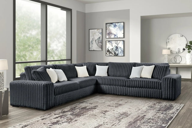 Front view of Marshmallow Charcoal Corduroy Oversized Sectional Sofa