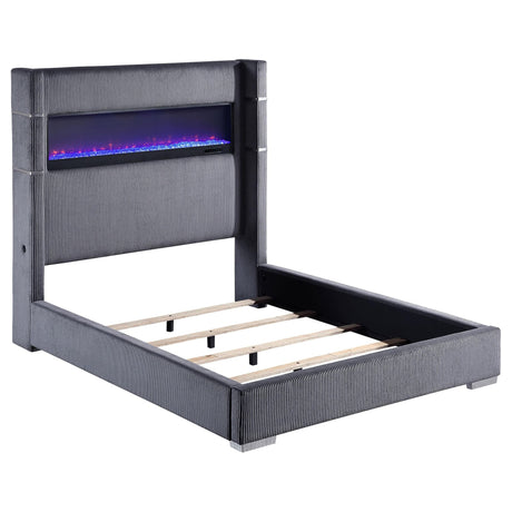 Tisdall Grey Upholstered California King Bed front view