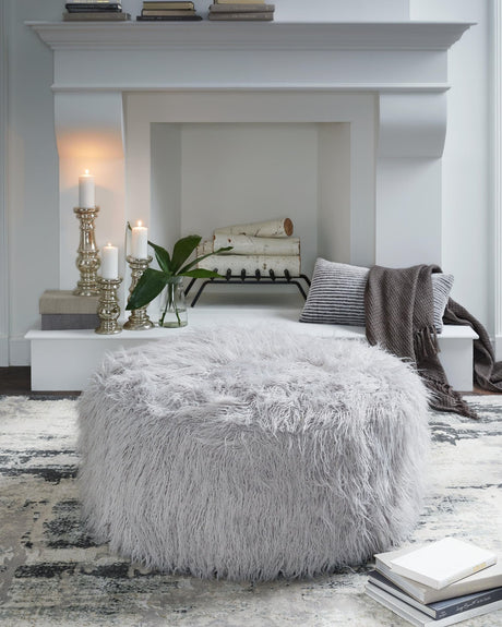 Galice Light Gray Oversized Accent Ottoman front angle view