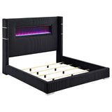 Tisdall Upholstered California King Flame Visualizer Bed black front view