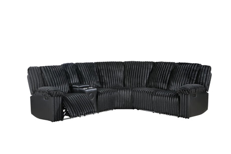 Flash black power reclining sectional front view