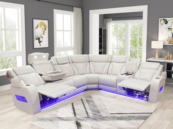Barcelona sand power reclining sectional front angle