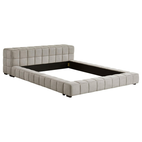 Trinity Upholstered Full Platform Bed in Light Taupe front view
