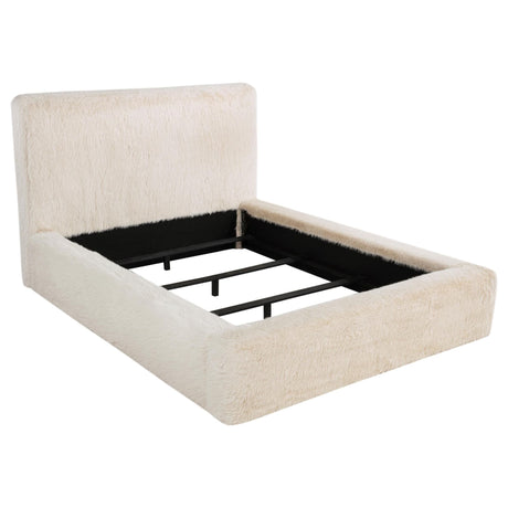 Rebecca Cream Faux Fur Upholstered Eastern King Bed front view