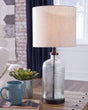 Bandile Table Lamp with clear seeded glass and bronze metal base