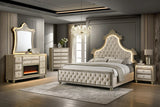 Majesty Beige Upholstered Tufted LED Panel Bedroom Set bed front view