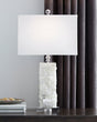 Malise White Table Lamp side view showing alabaster base