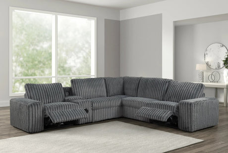 Amelia Charcoal power reclining sectional, front angle