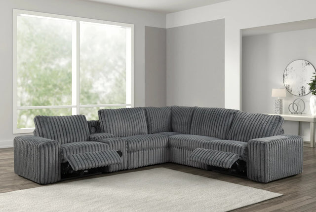 Amelia Charcoal power reclining sectional, front angle
