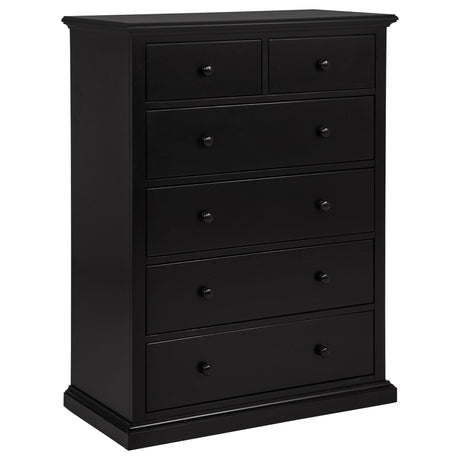 Sumerlin 6-drawer black chest of drawers front view