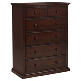 Sumerlin 6-drawer bedroom chest of drawers cappuccino front angle