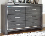 Lodanna Contemporary Gray 6-Drawer Dresser front view