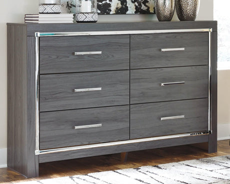 Lodanna Contemporary Gray 6-Drawer Dresser front view