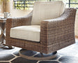 Beachcroft Beige Outdoor Swivel Lounge Chair front angle