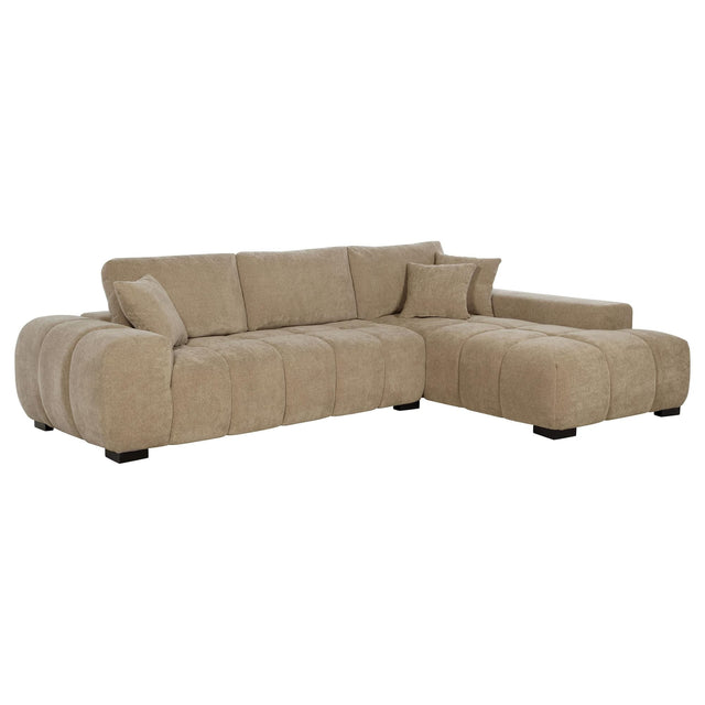 Octavia Upholstered camel fabric sectional chaise sofa main view