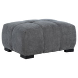 Octavia Upholstered Rectangular Ottoman charcoal grey fabric top view