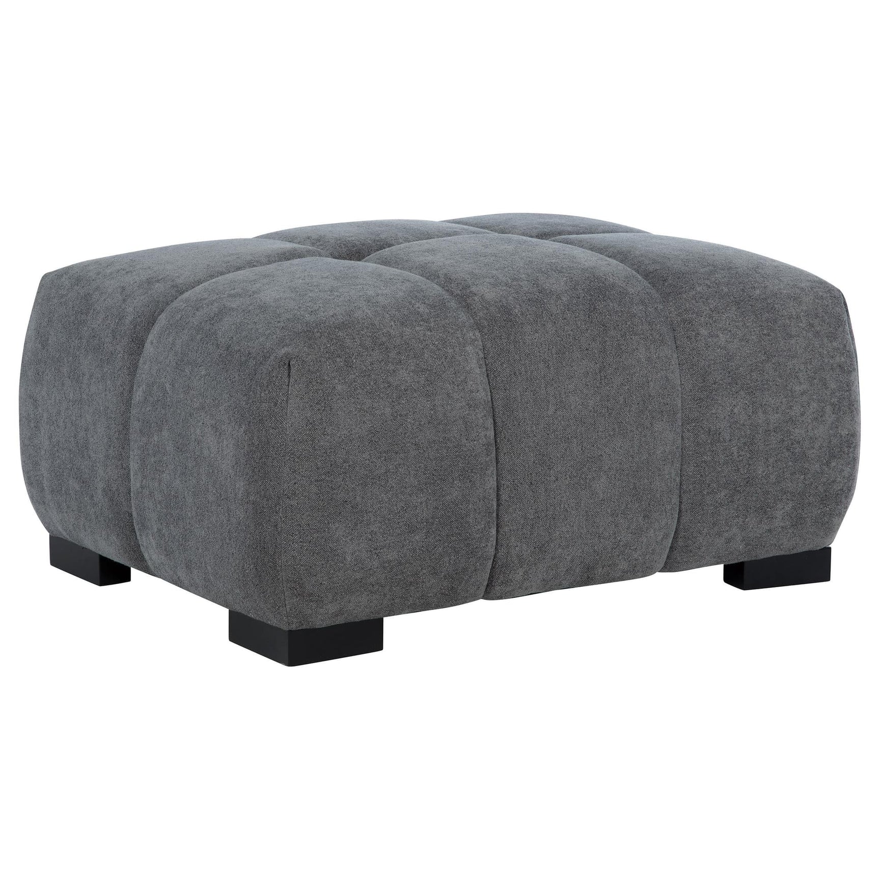 Octavia Upholstered Rectangular Ottoman charcoal grey fabric top view