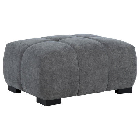 Octavia Upholstered Rectangular Ottoman charcoal grey fabric top view