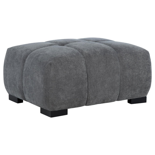 Octavia Upholstered Rectangular Ottoman charcoal grey fabric top view