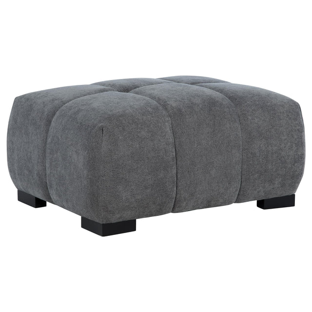 Octavia Upholstered Rectangular Ottoman charcoal grey fabric top view